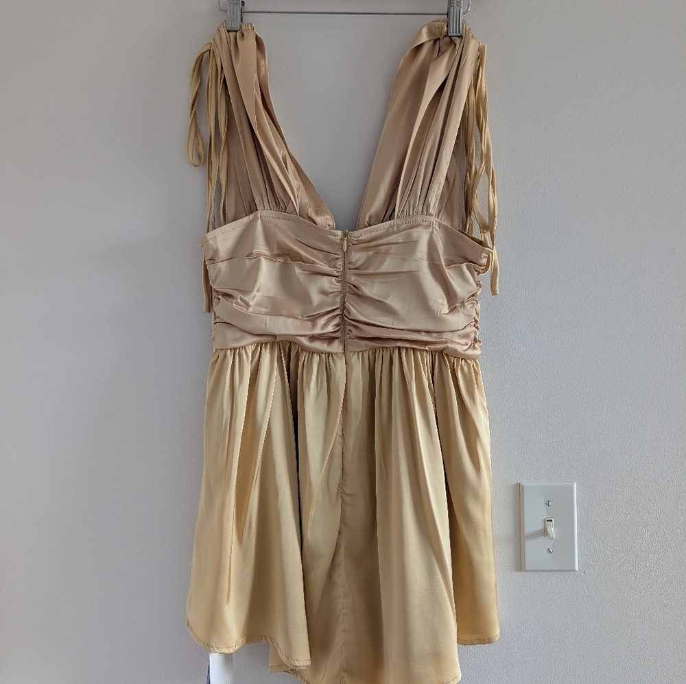 3/$30 Bnwt Gold Rushed Mini Mini Dress - Picture 6 of 13
